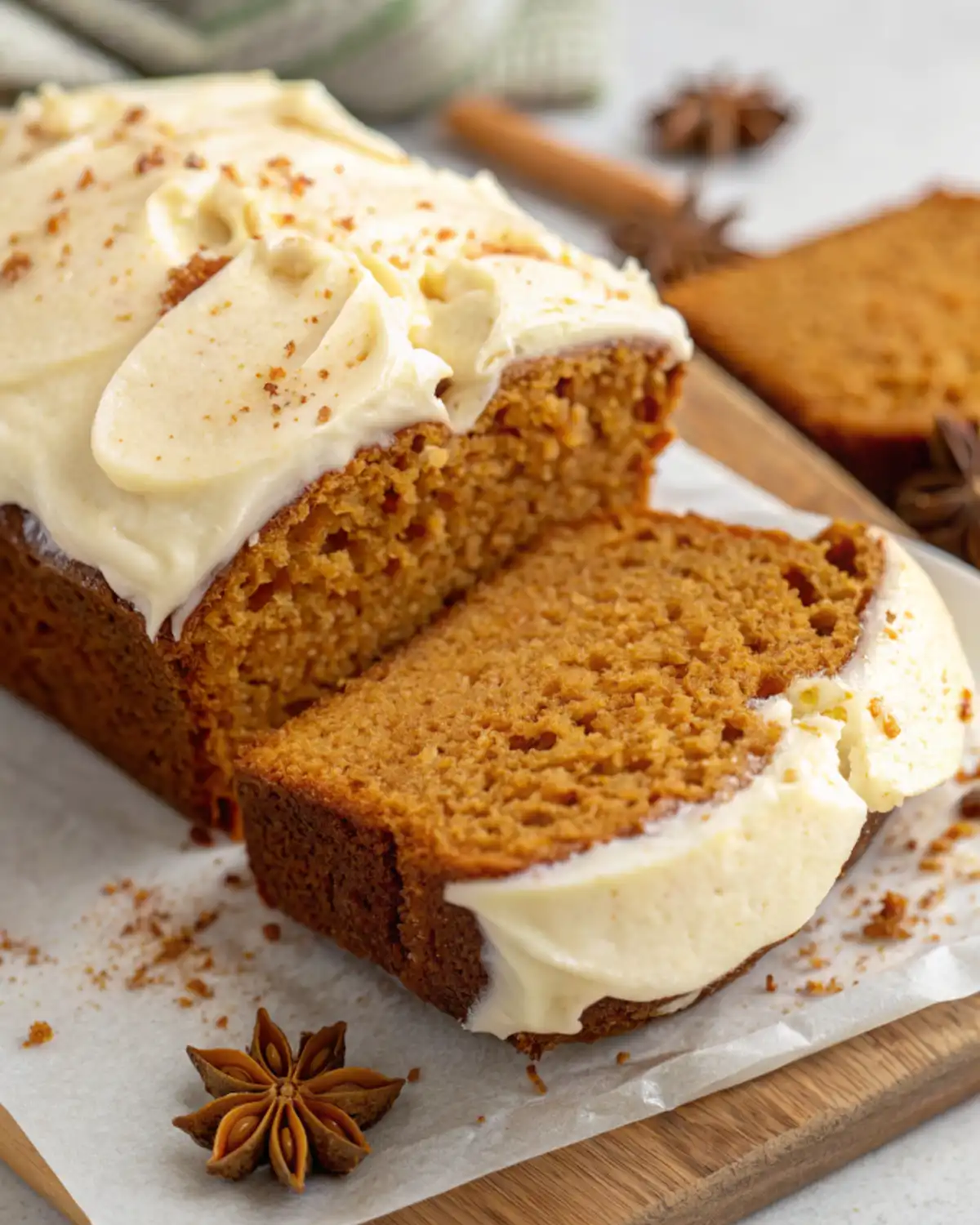 Frosted sweet potato bread loaf