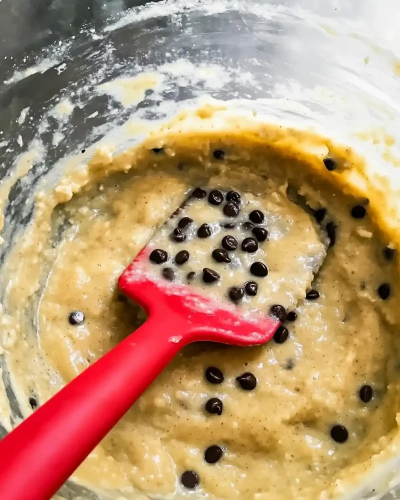 Cottage cheese banana bread batter being mixed