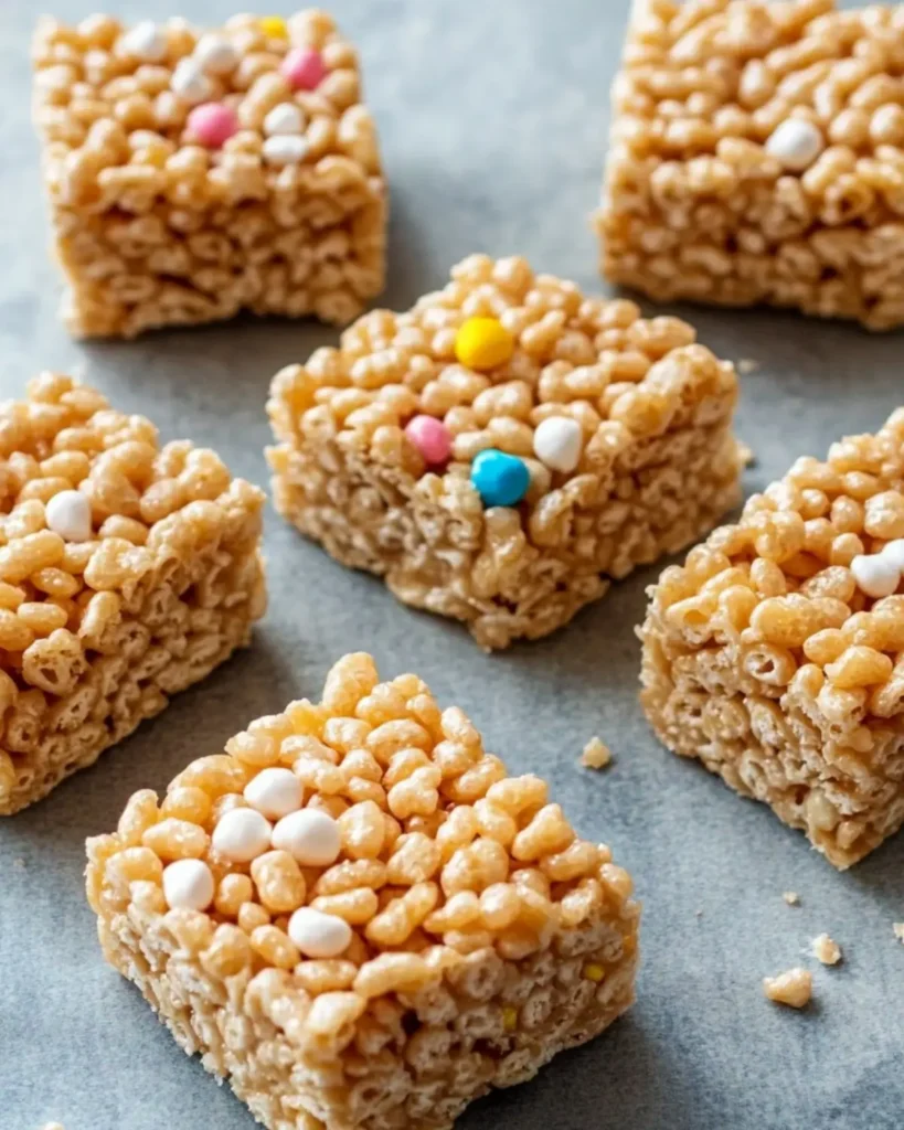 Fun gluten-free Rice Krispies treats with colorful sprinkles