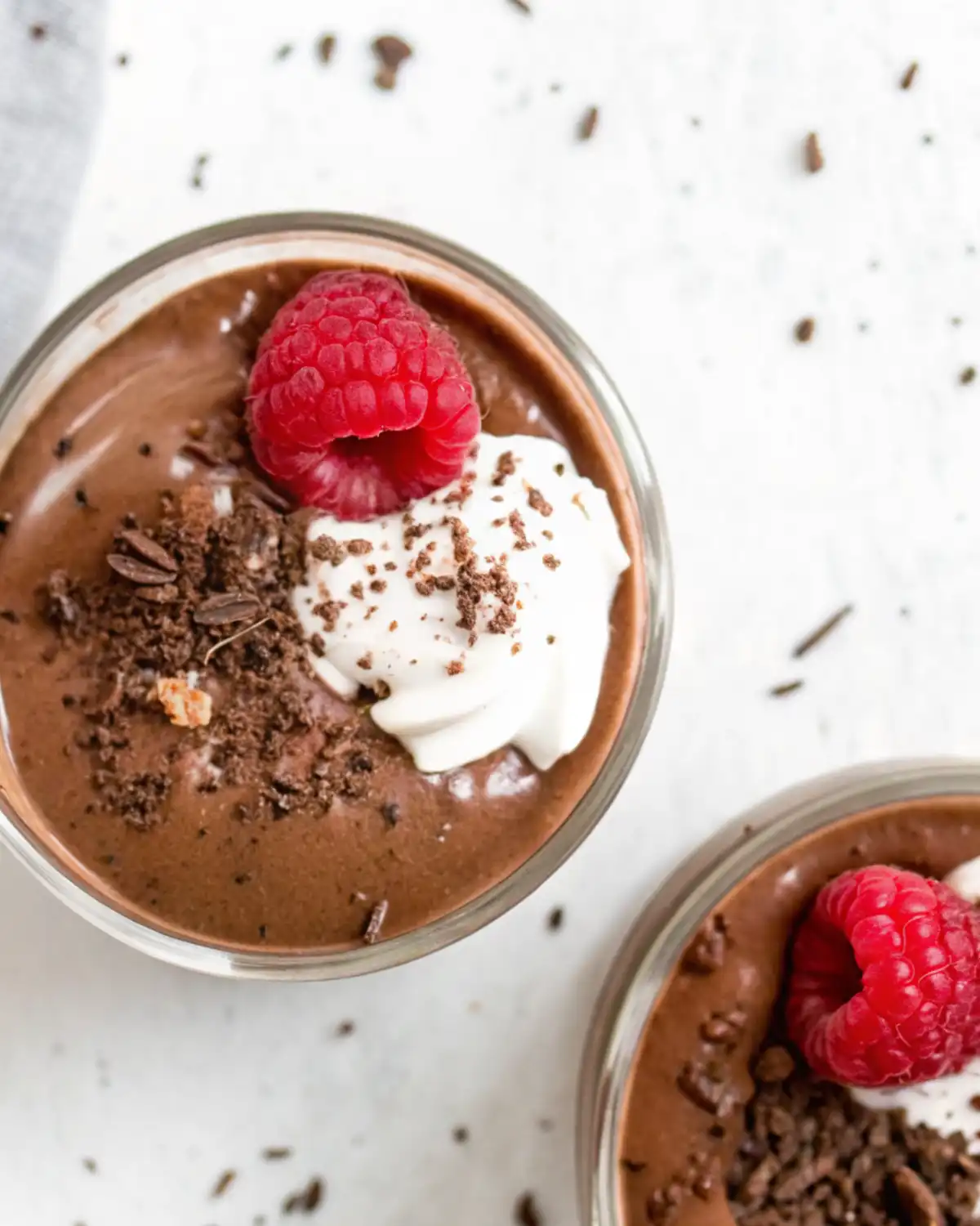 Chocolate pudding with raspberry