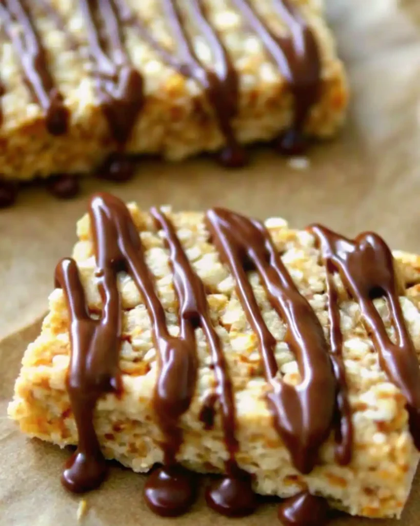 Protein rice krispies with chocolate drizzle