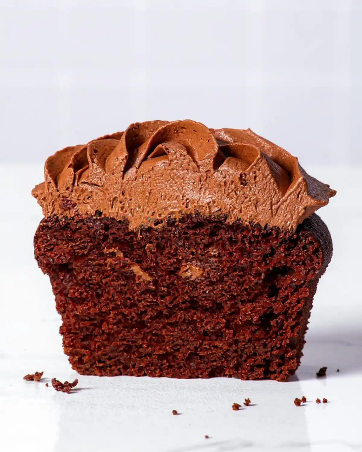 inside of a gluten free chocolate cupcake
