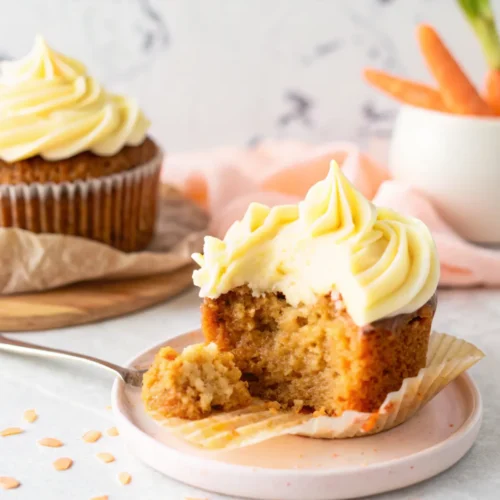 moist gluten free carrot cake cupcake inside