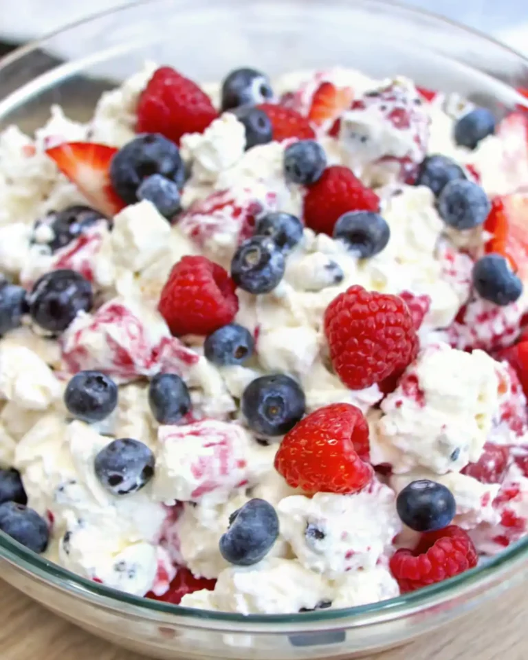 red white and blue cheesecake salad