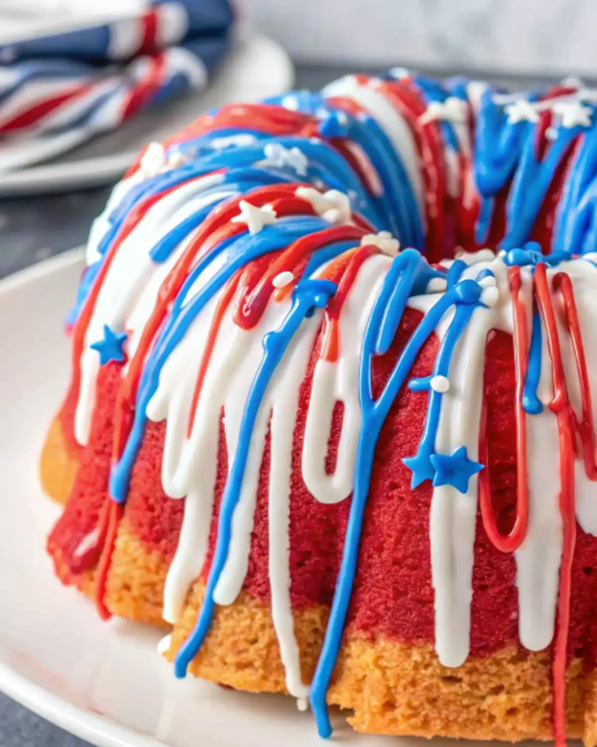 Red white blue bundt cake