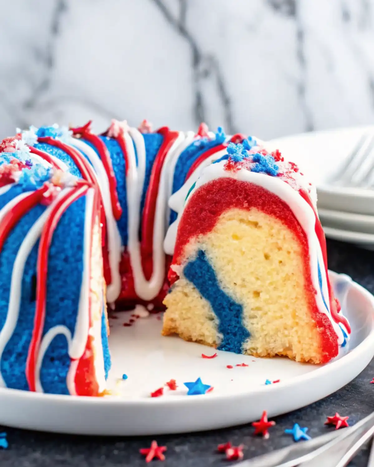 red white and blue bundt cake