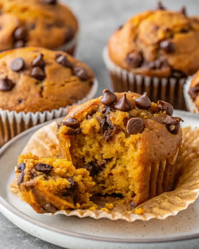 Pumpkin Chocolate Chip Muffins Pumpkin chocolate chip muffins close-up