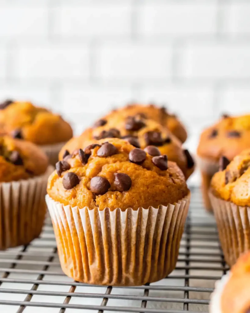 Pumpkin Chocolate Chip Muffins Pumpkin chocolate chip muffins on cooling rack